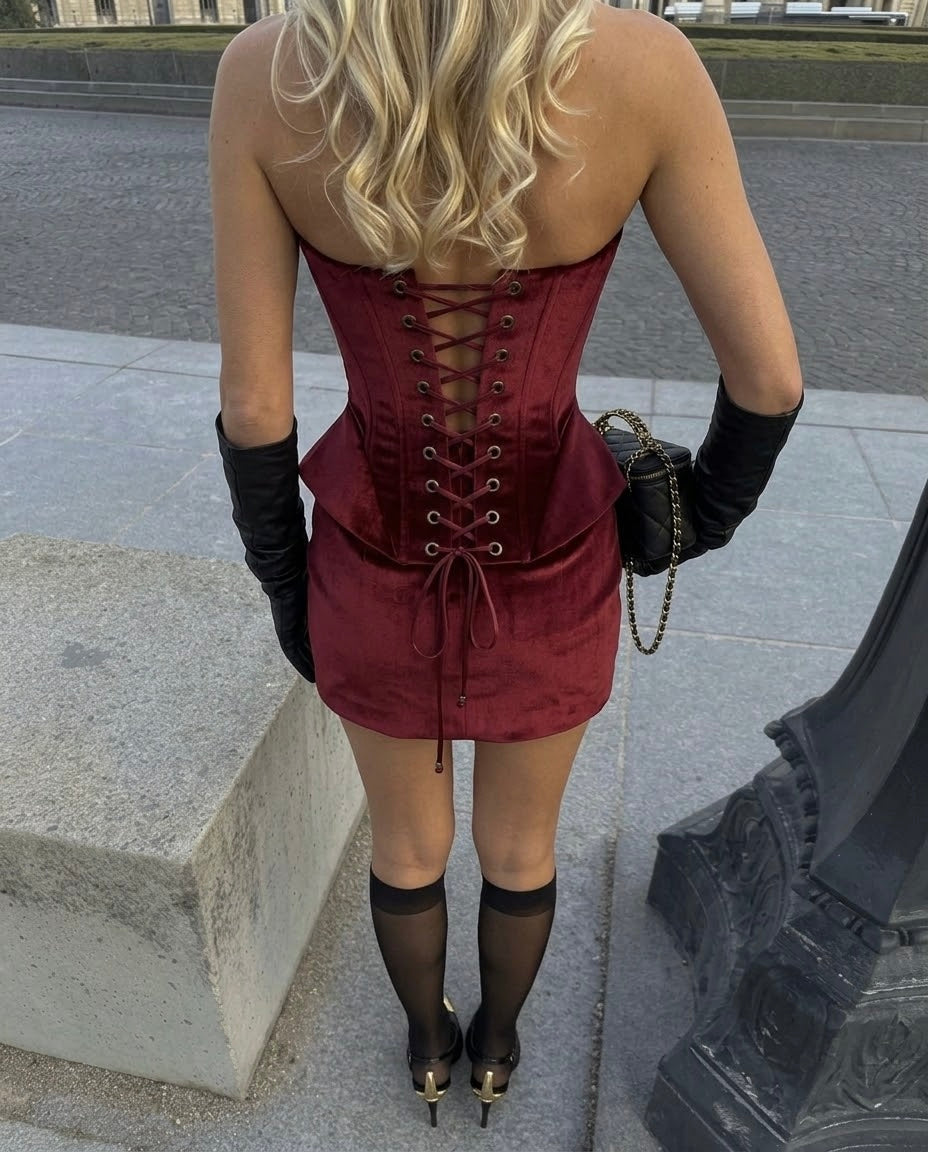 Desert Rose Burgundy Corset & Skirt Set