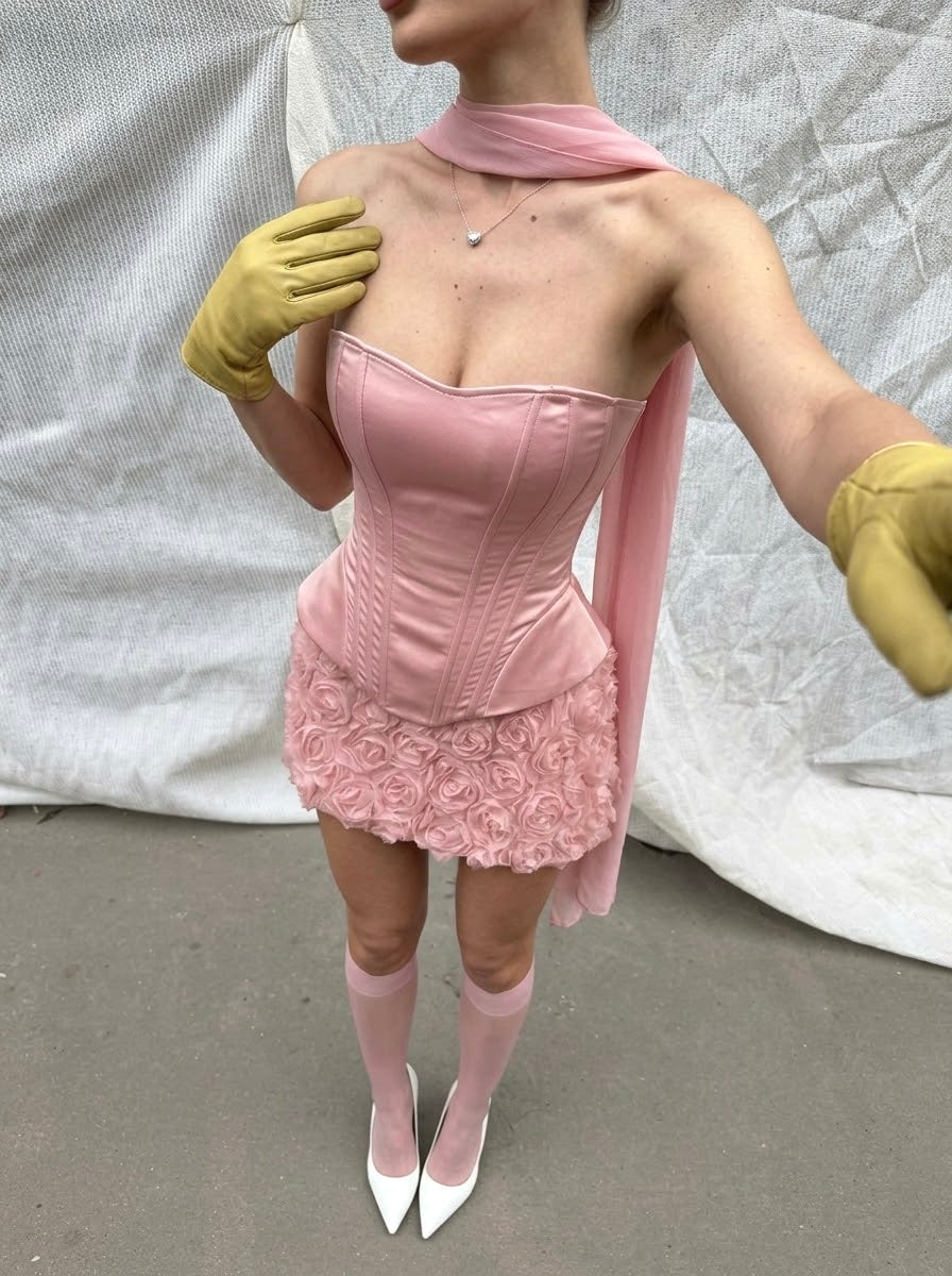 Sepia Baby Pink Corset & Skirt Set