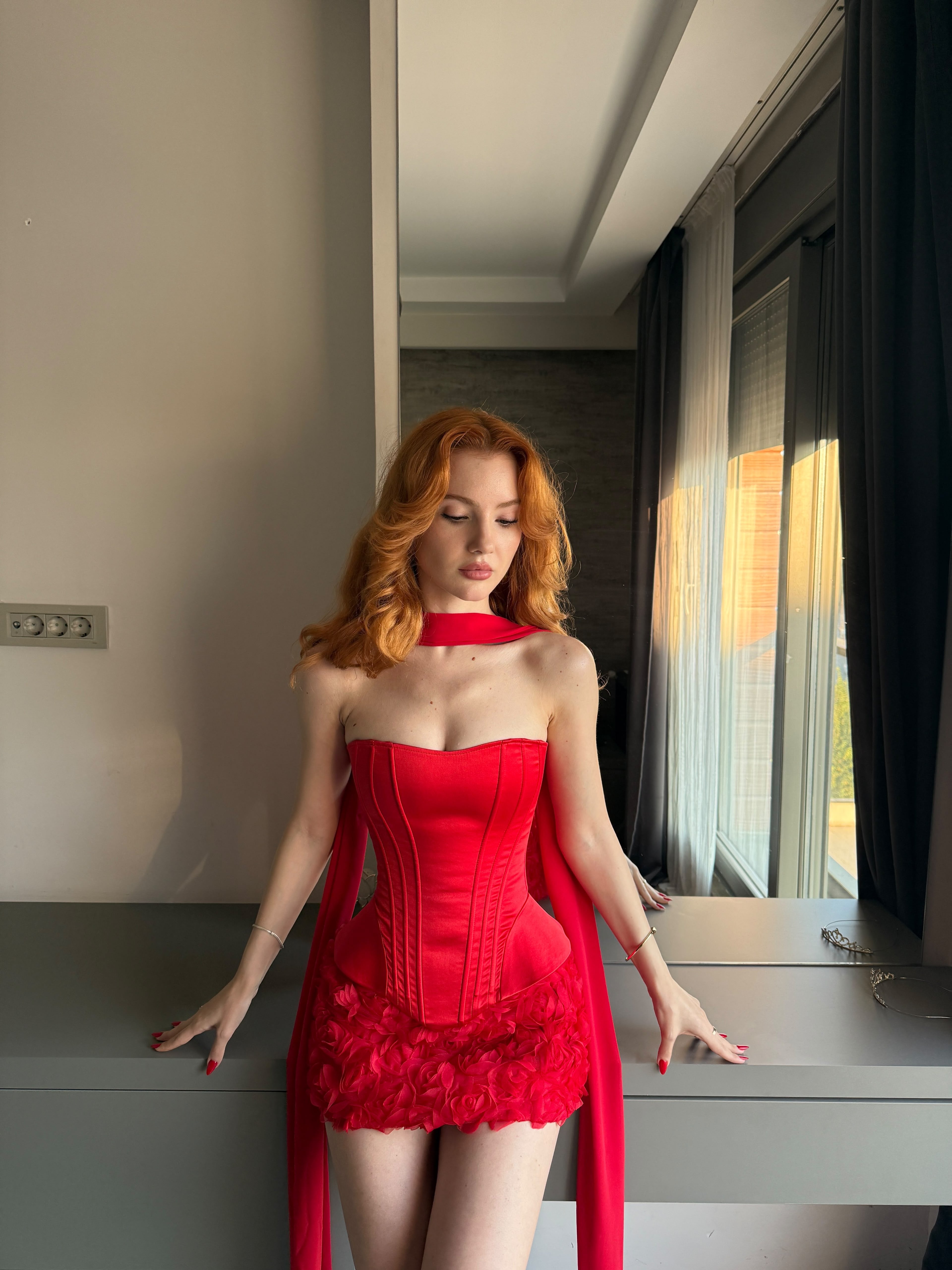 Sepia Red Corset & Skirt Set