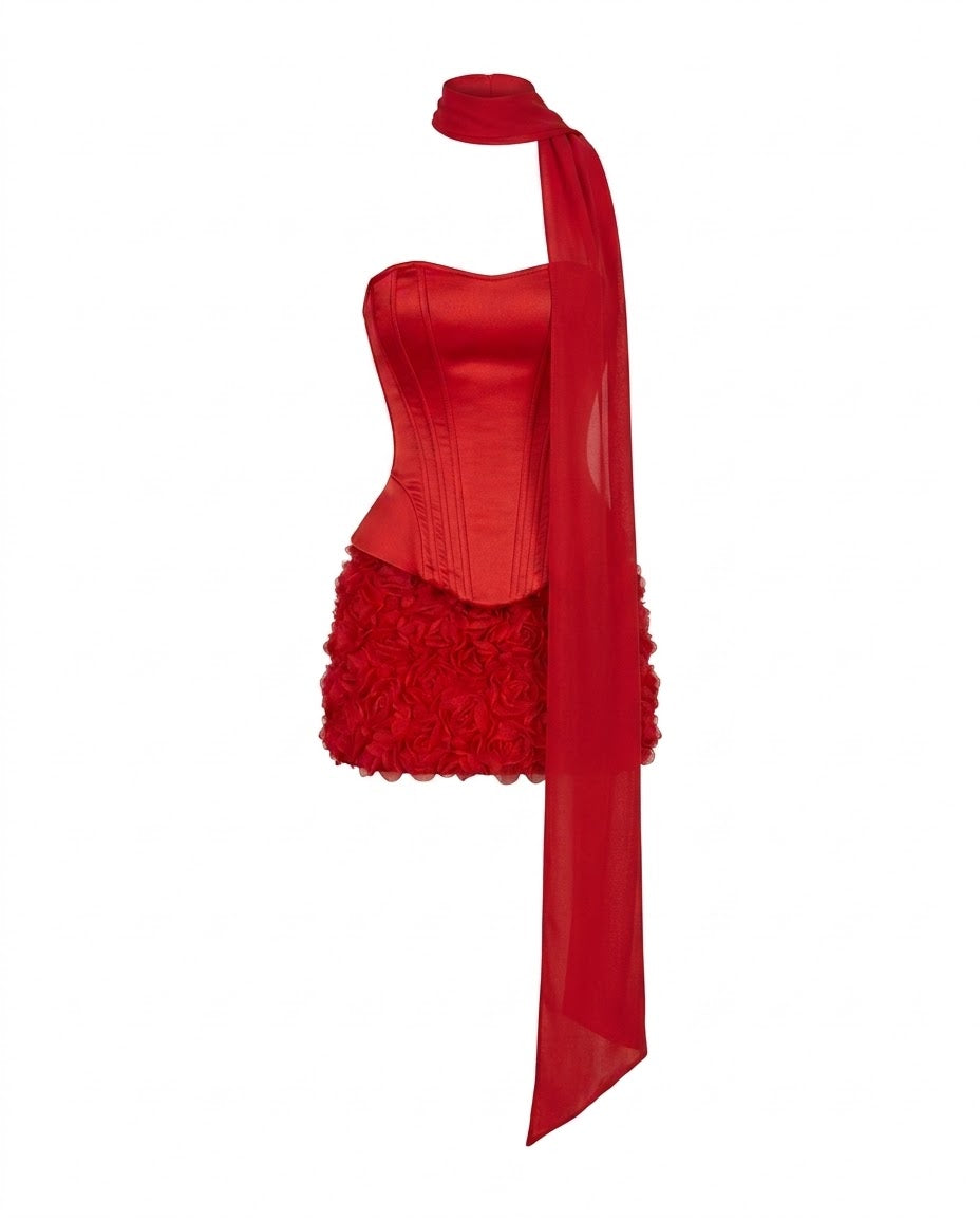 Sepia Red Corset & Skirt Set