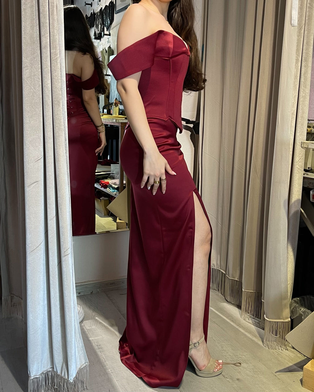 Fox Burgundy Satin Corset - Gönül's Choice
