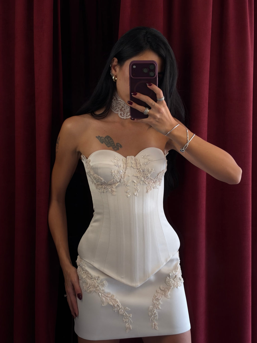 Numinous The Swan Song Collection - Güz  Rose Champagne Corset & Skirt Set