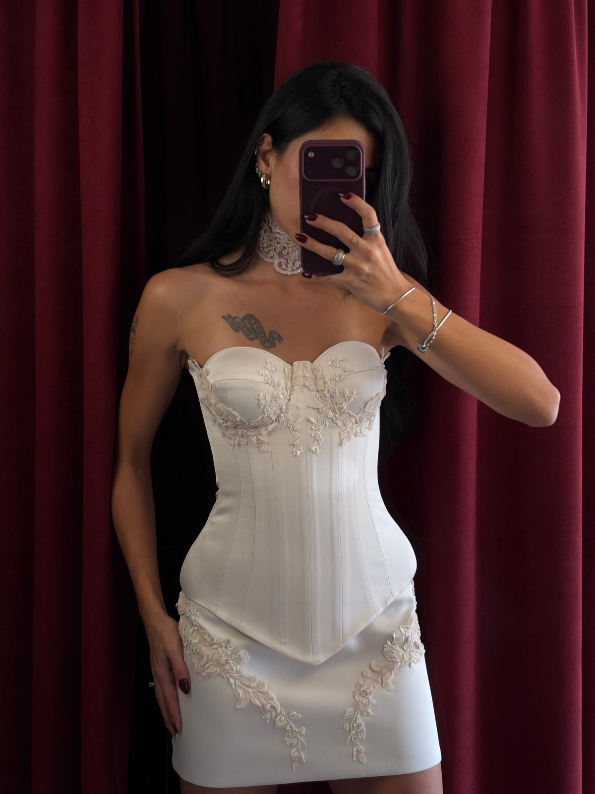 Numinous The Swan Song Collection - Güz  Rose Champagne Corset & Skirt Set