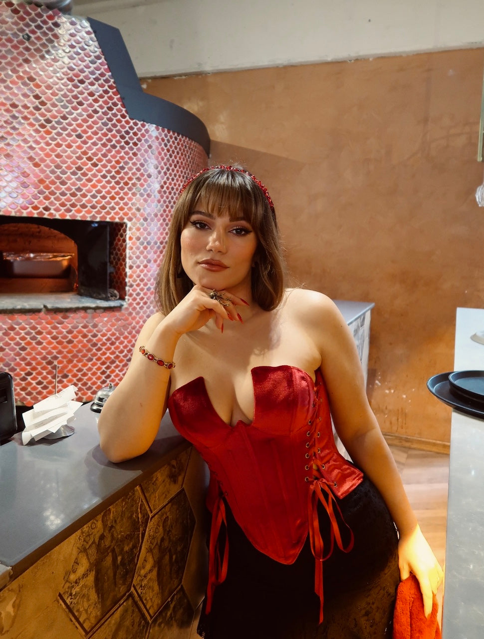 Rosalinda Burgundy Velvet Corset