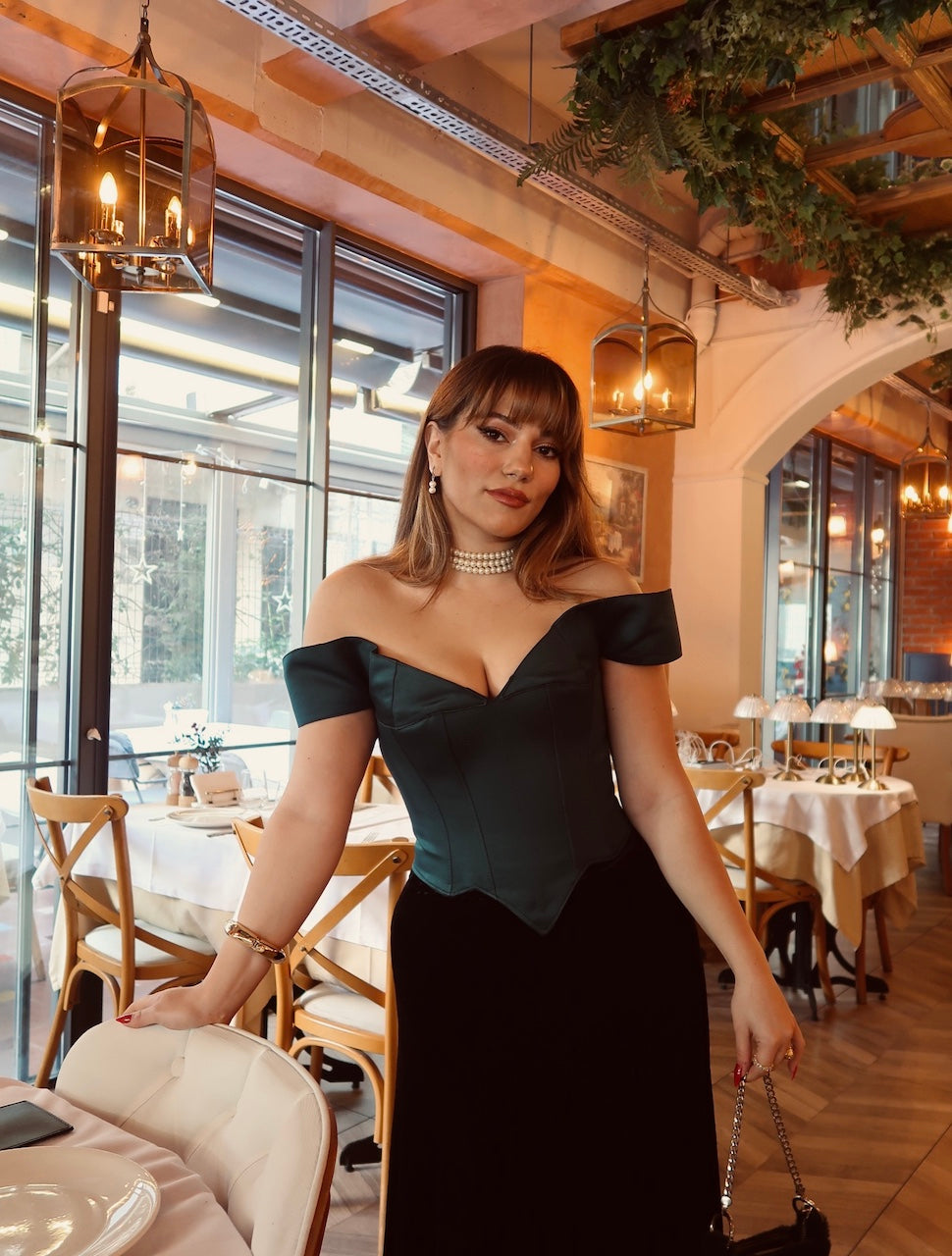 Fox Dark Green Satin Corset