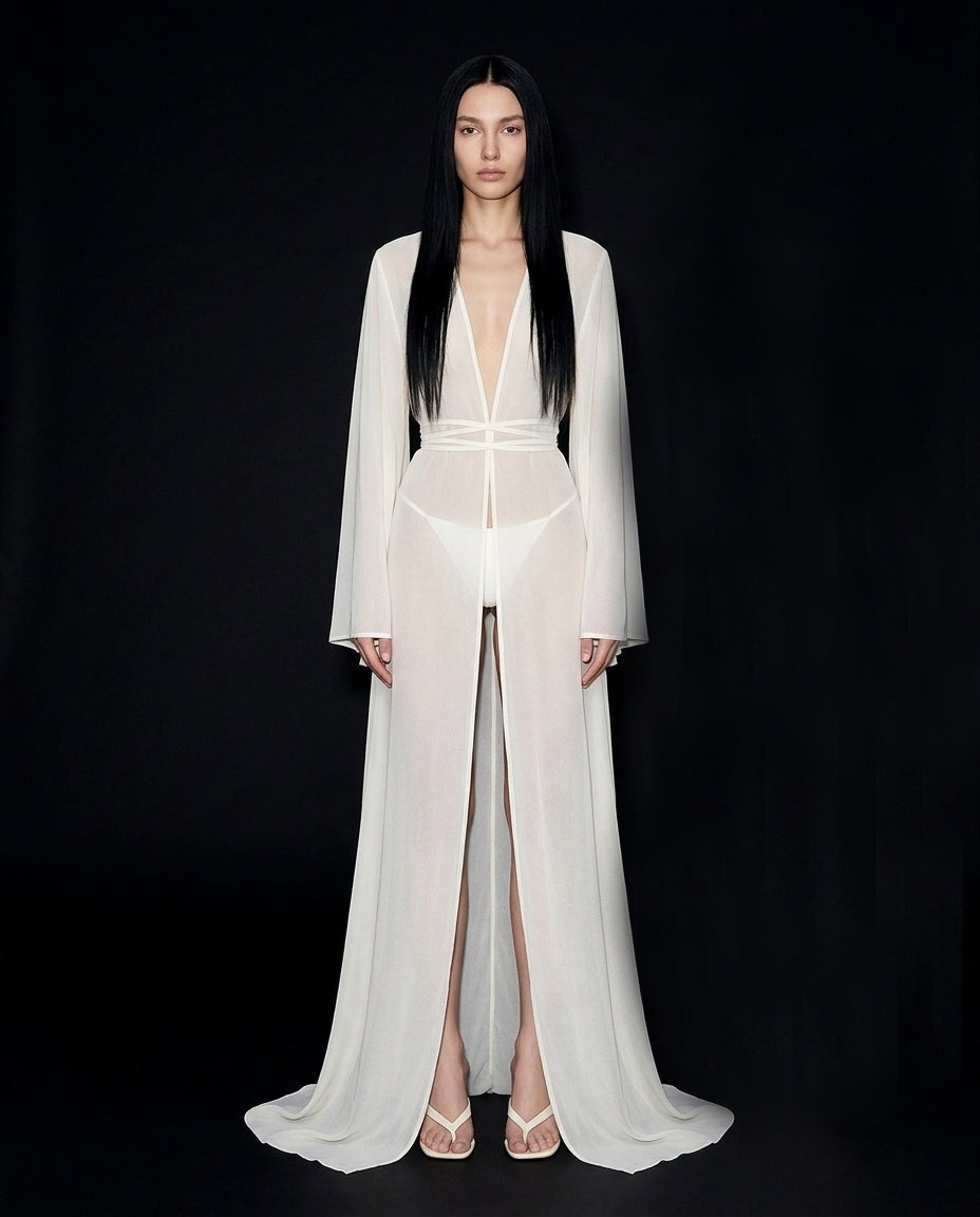 Innate Grace Collectıon Pearl White Kimono