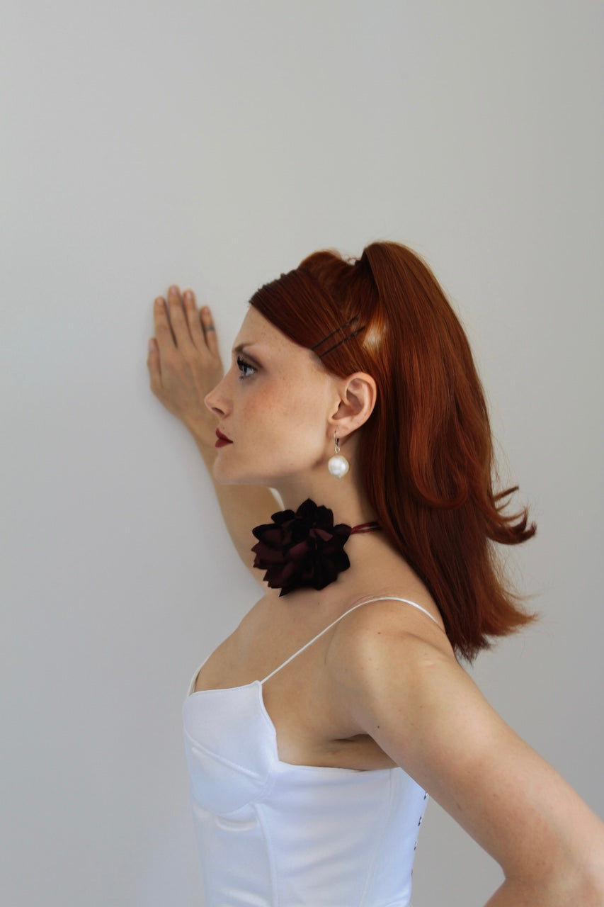 Necklace Burgundy Flower