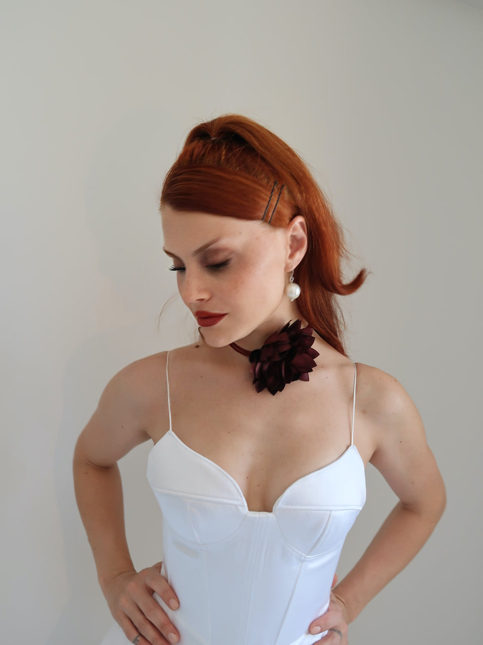 Necklace Burgundy Flower