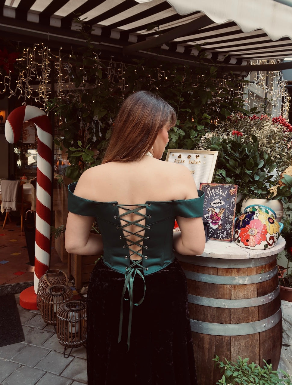 Fox Dark Green Satin Corset