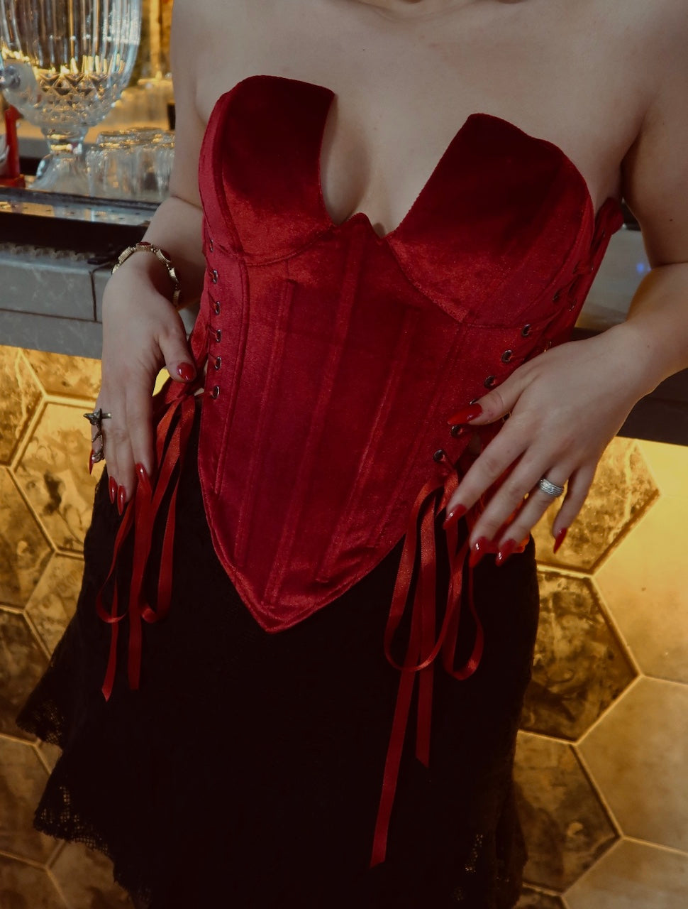 Rosalinda Burgundy Velvet Corset