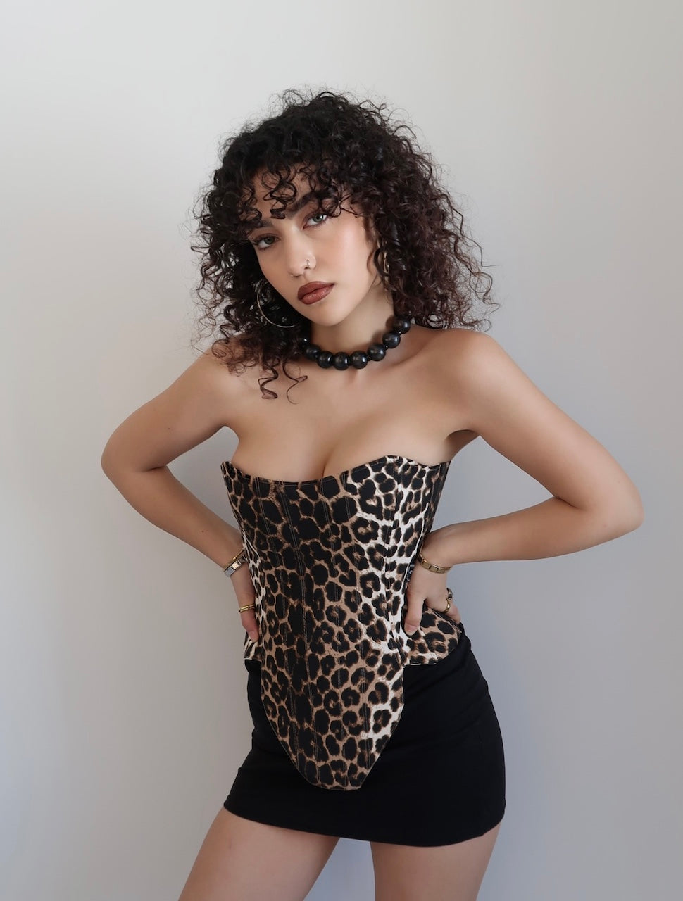 Zeyna Leopard Print Corset