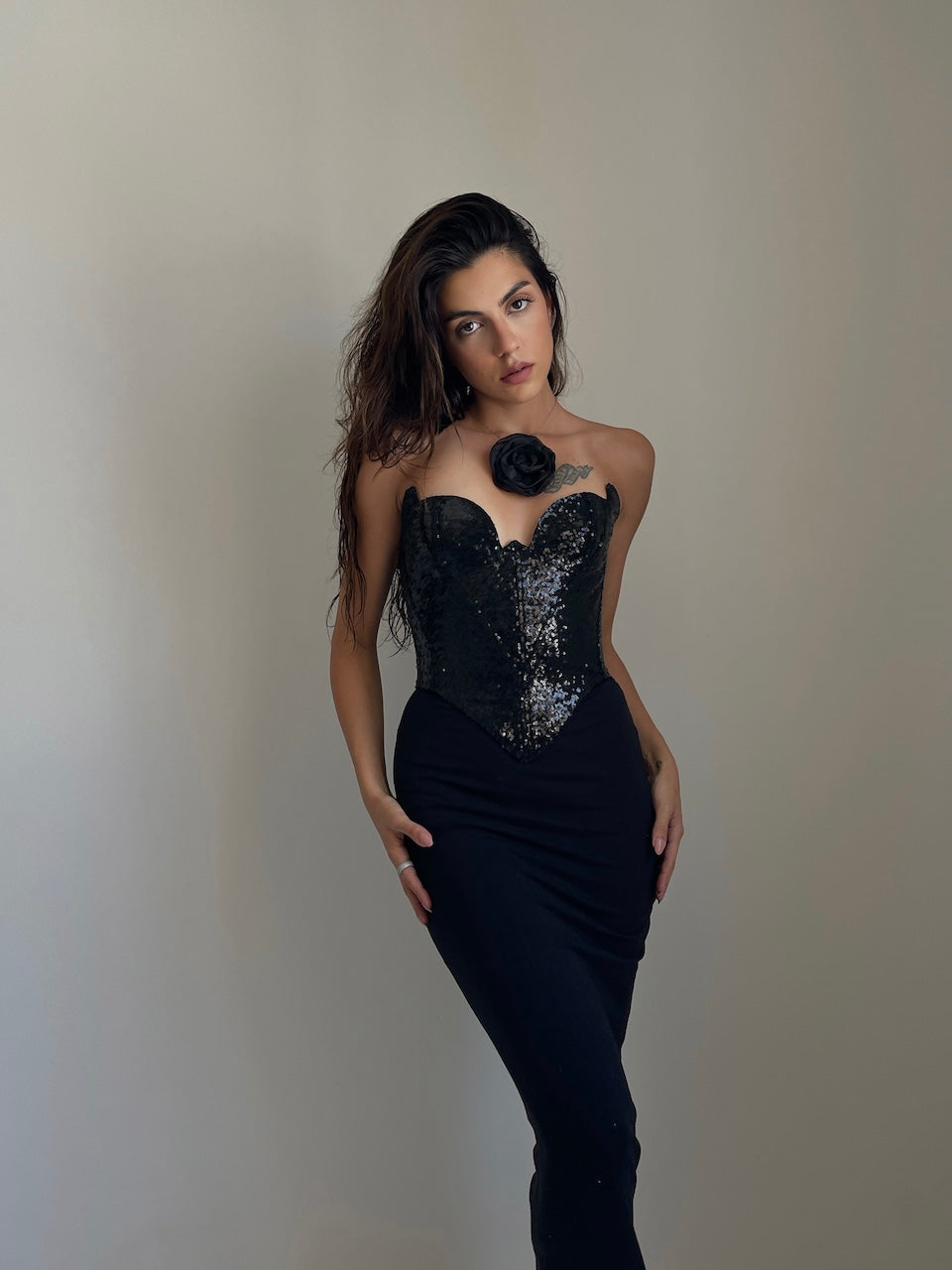 Desert Rose Deep Black Corset