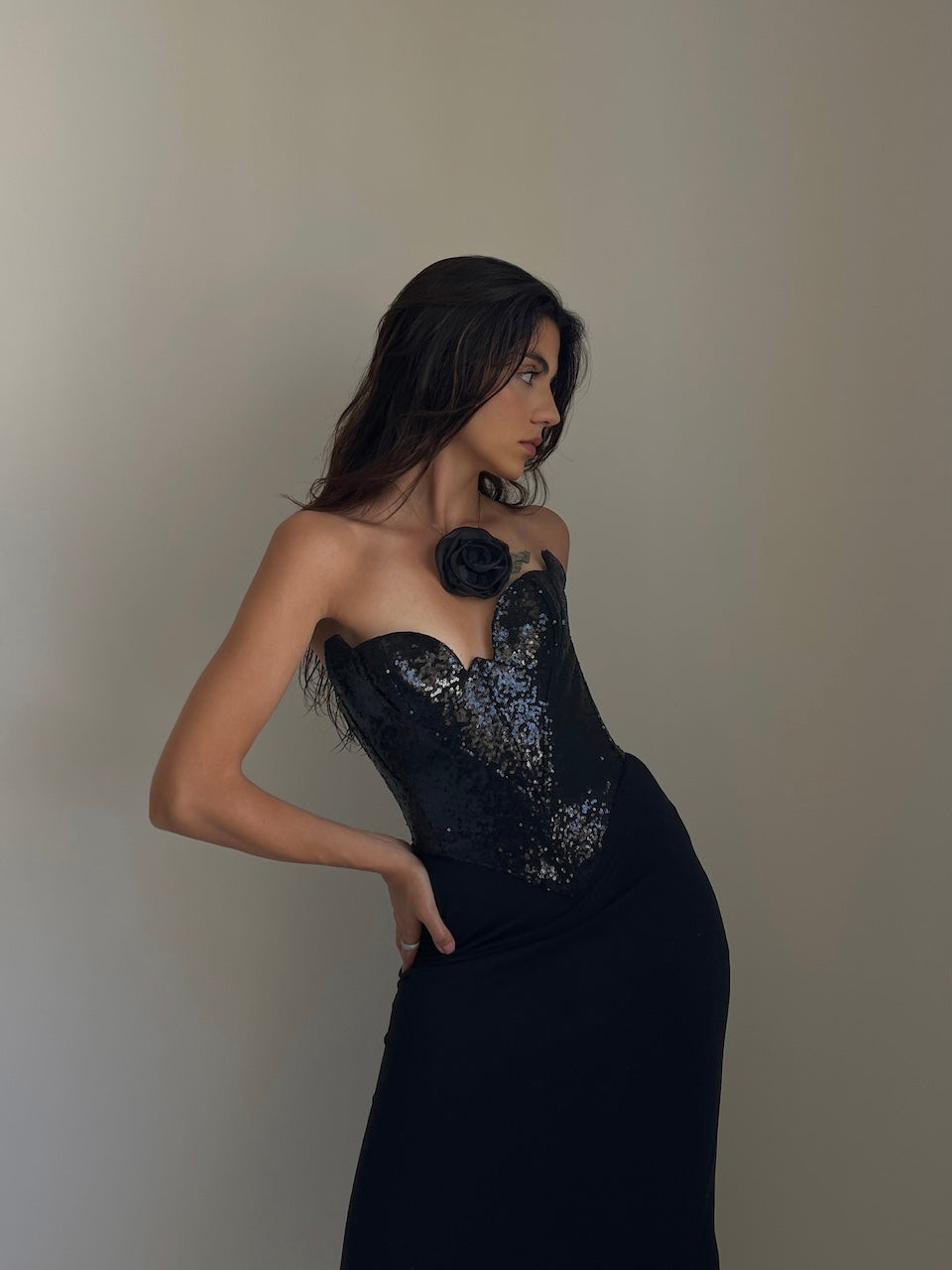 Desert Rose Deep Black Corset