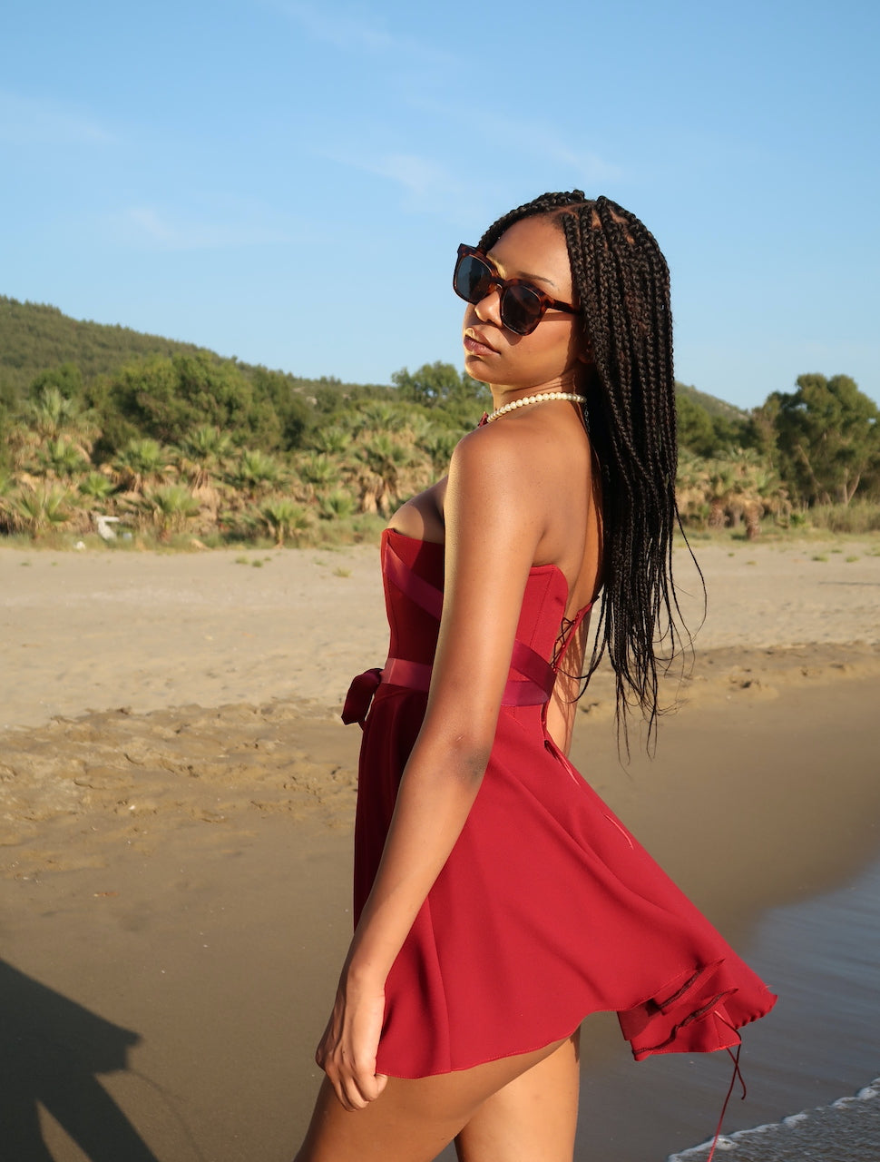 Aurora Burgundy Corset Dress