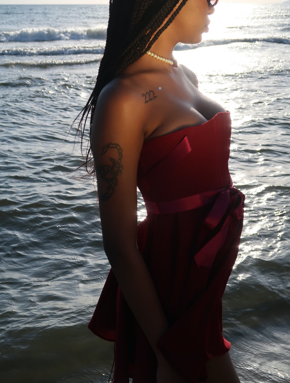 Aurora Burgundy Corset Dress
