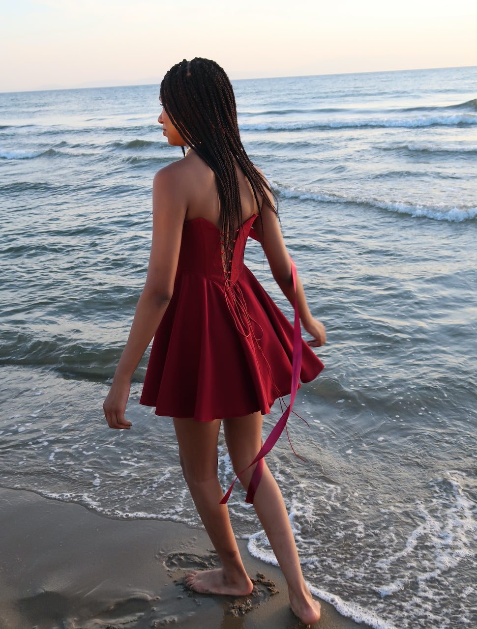 Aurora Burgundy Corset Dress
