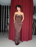 Noctura Dark Brown Korse ve Etek Seti
