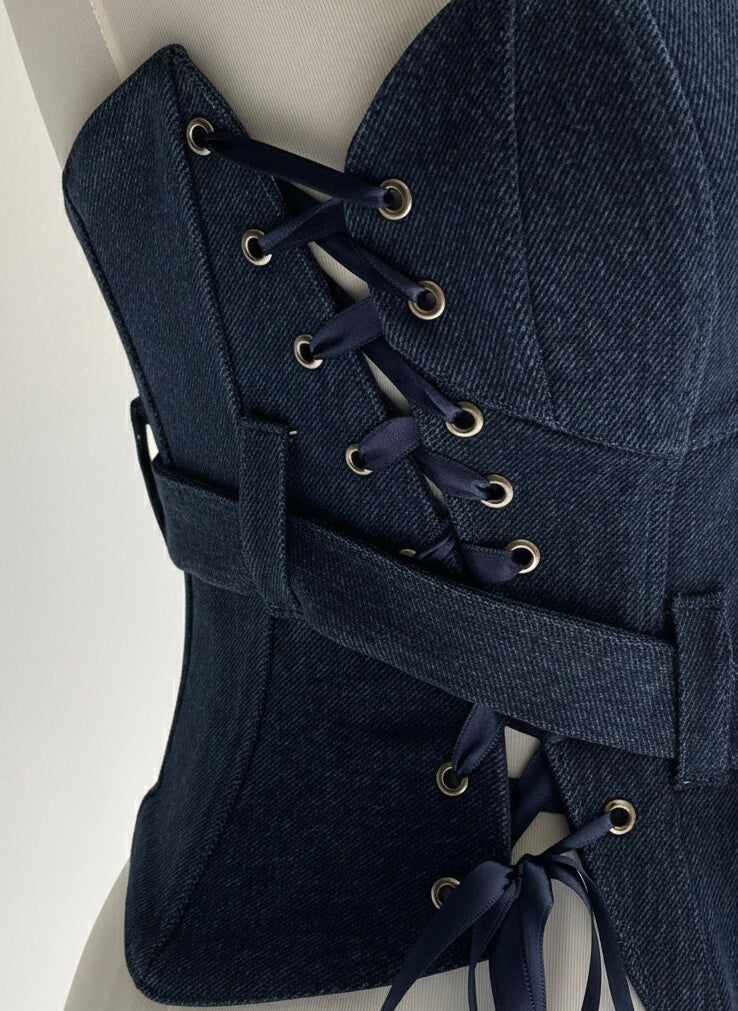 Rosalinda Navy Blue Jean Corset