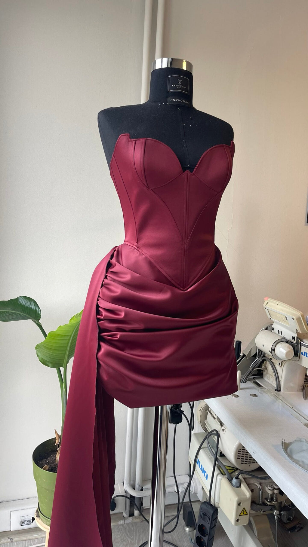 Pale Magnetic Burgundy Corset Set