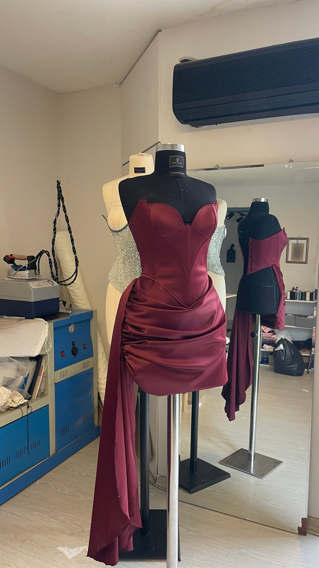 Pale Magnetic Burgundy Corset Set