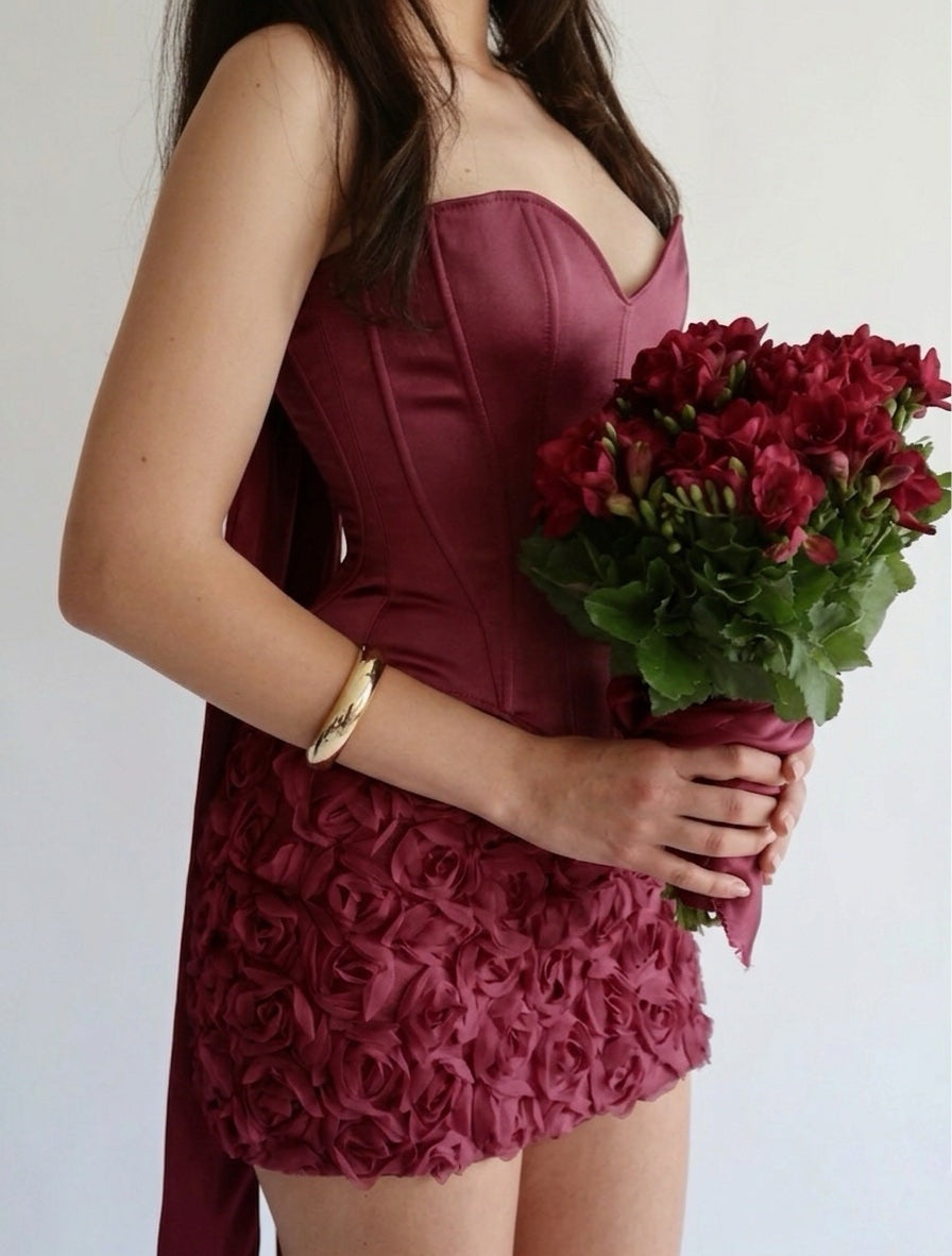 Blossom Burgundy Corset & Skirt Set