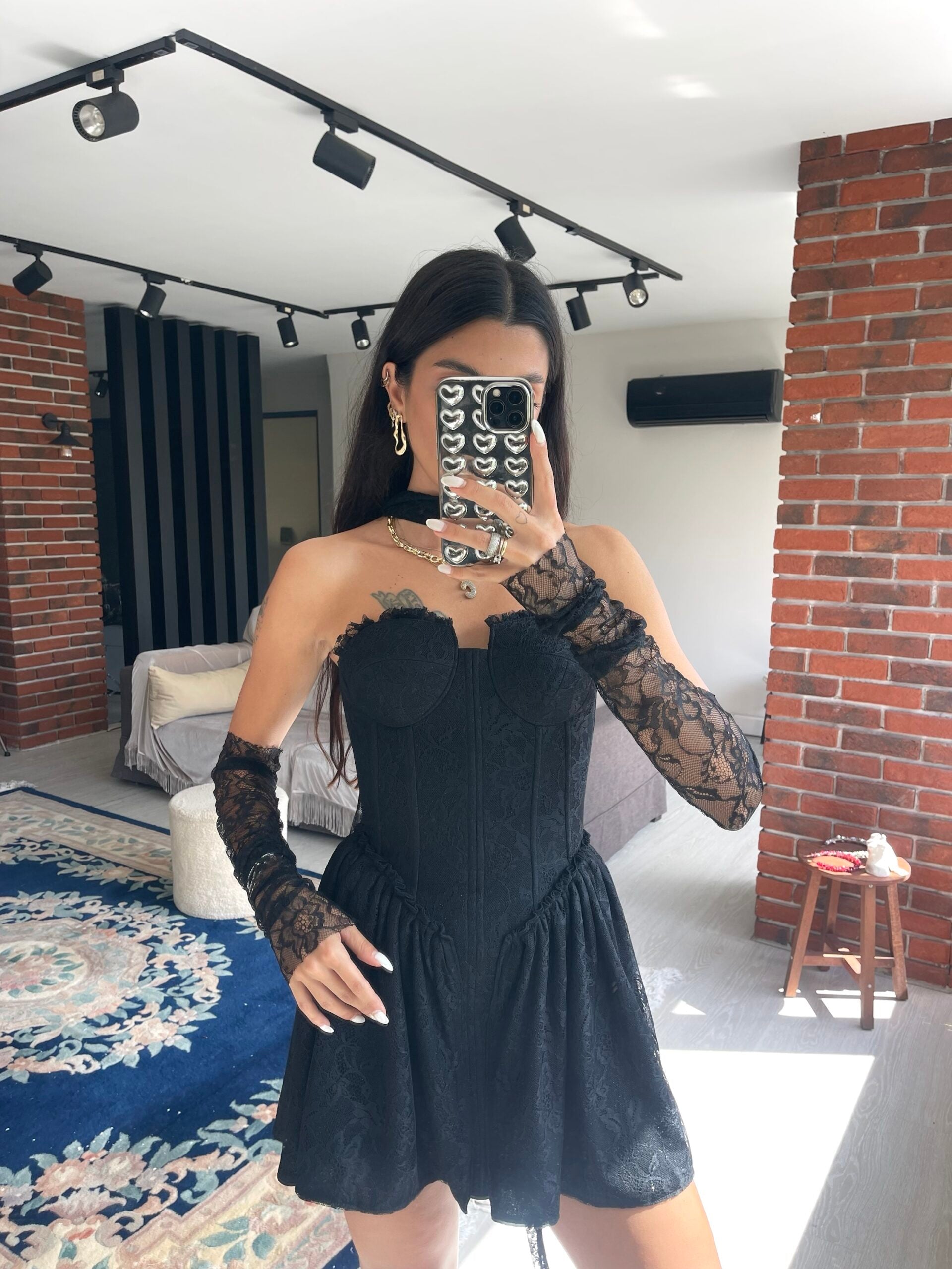 Fleur Blanche Dress Black - Özlem's Choice