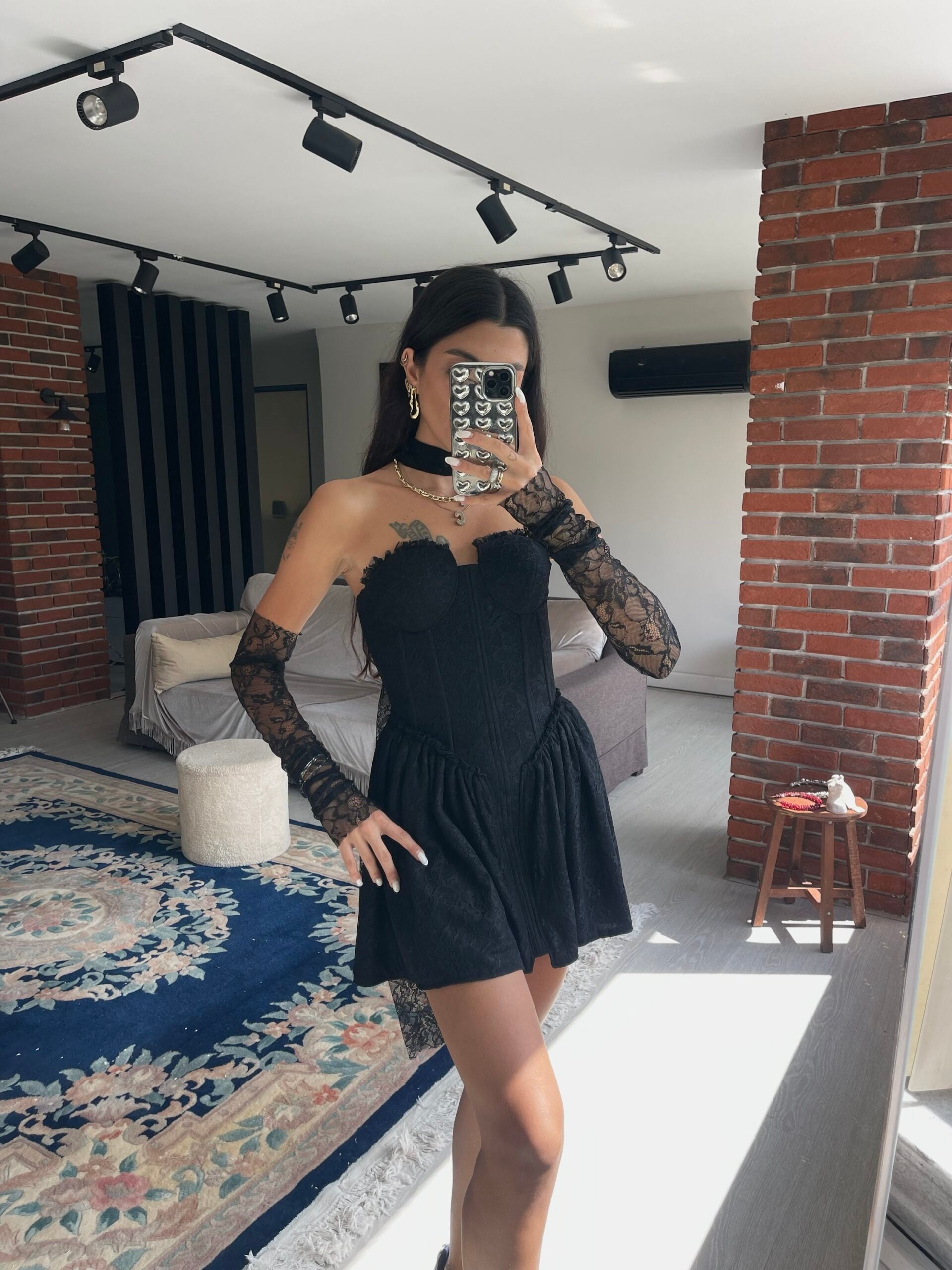 Fleur Blanche Dress Black - Özlem's Choice