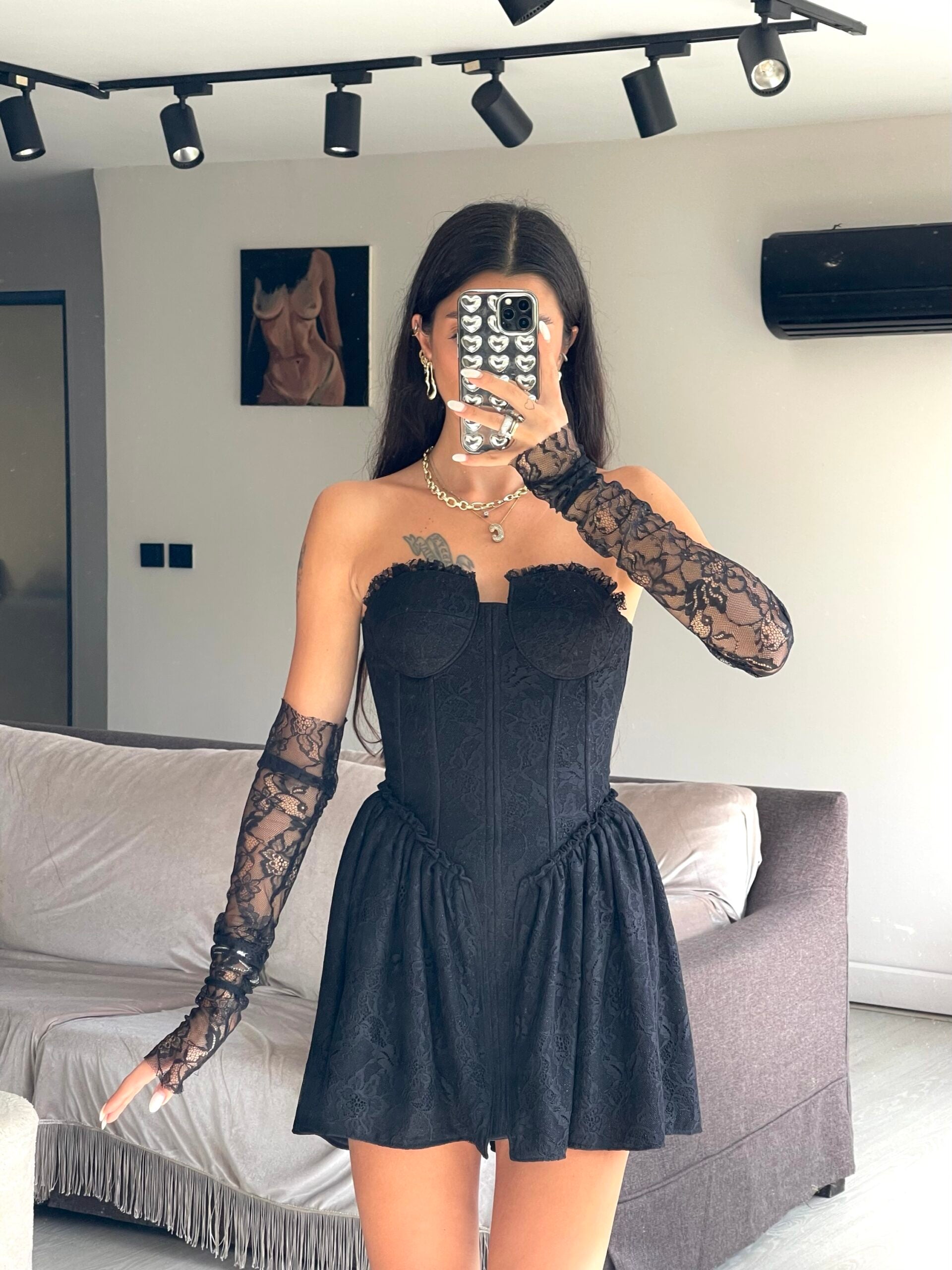 Fleur Blanche Dress Black - Özlem's Choice