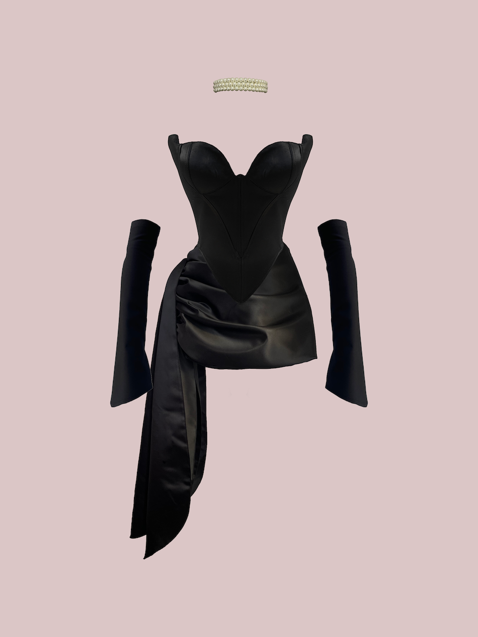 Desert Rose Black Satin Corset