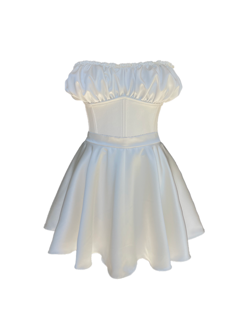 Dahlia White Satin Skirt