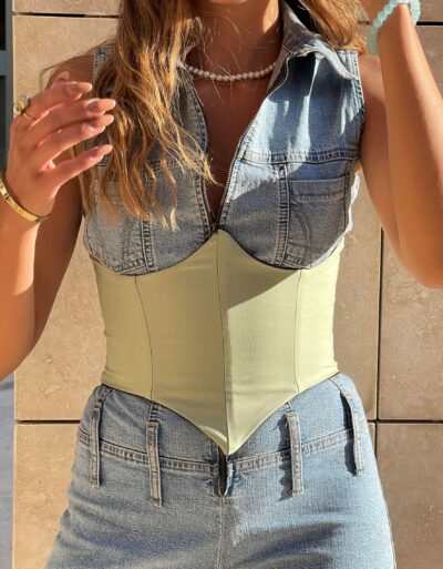 Diamond Hue Double Sided Water Green-Black Corset