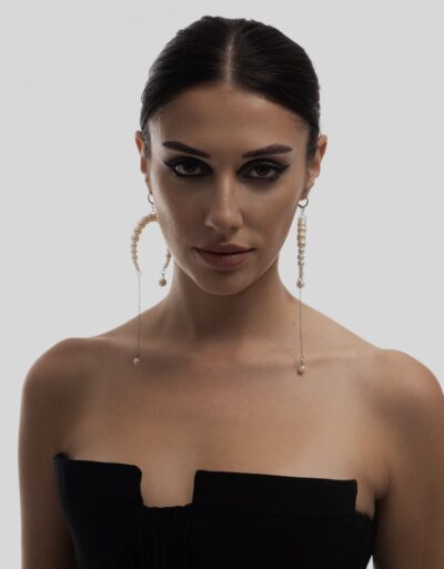 Lunar Glass Pearl Big Earring 02