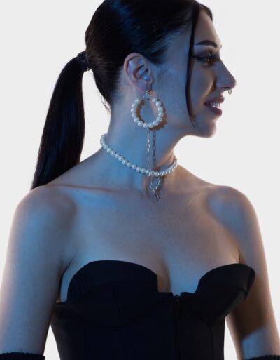 Necklace & Earring Set - Lunar Crater Glass Pearl