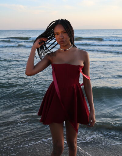 Aurora Burgundy Corset Dress