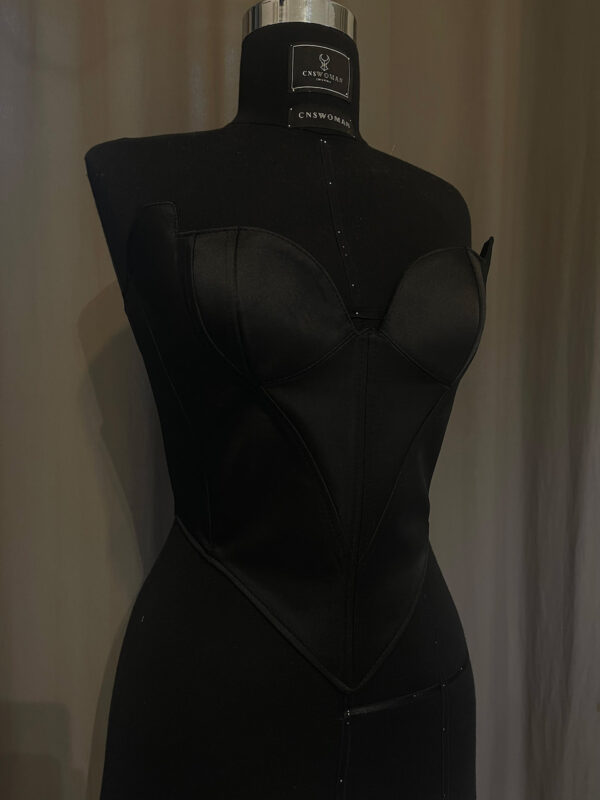 Desert Rose Black Satin Corset - Görsel 2