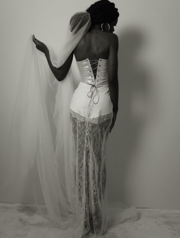 Élise White Lace Long Skirt - Görsel 5