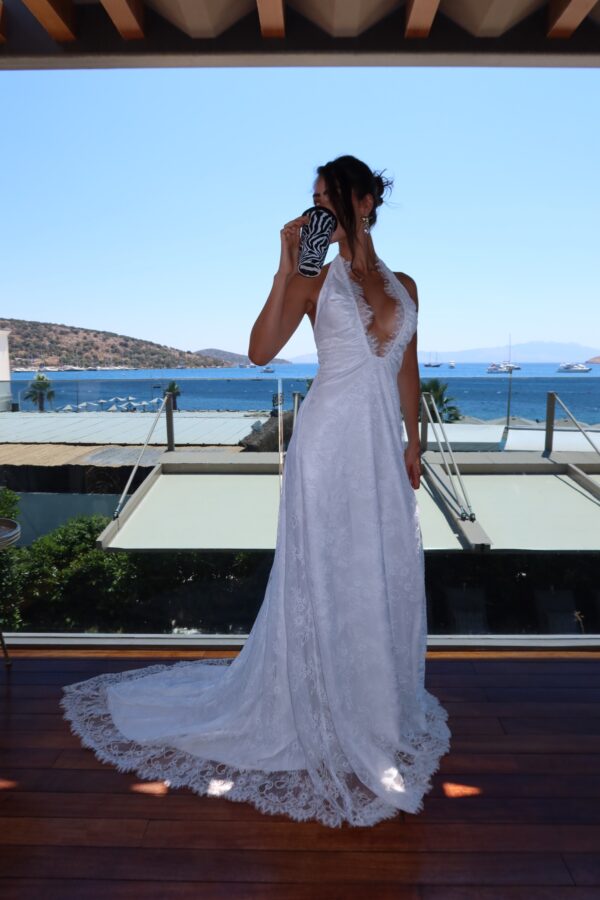Bodrum Lace Off-White Dress - Görsel 10