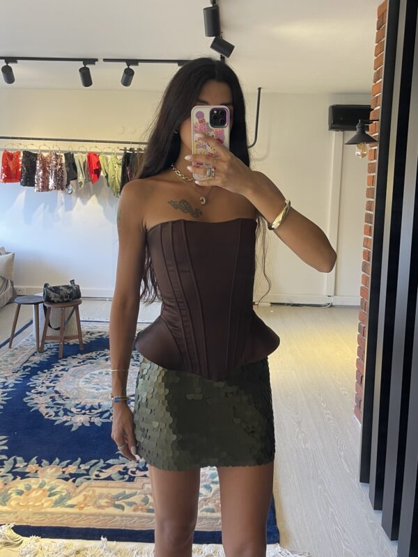 Sepia Espresso Brown Corset - Görsel 2