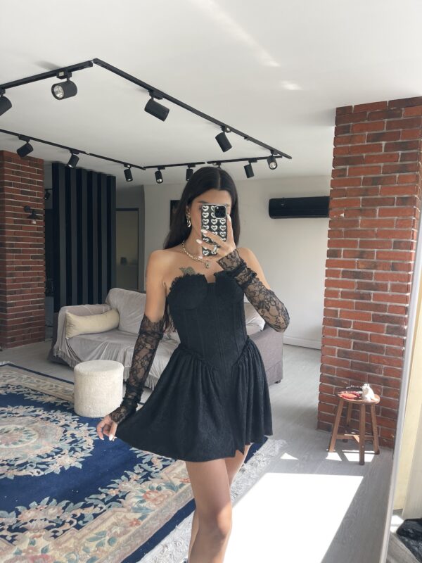 Kiralık Fleur Blanche Siyah Elbise (boyunluk ve kolluk dahil) - Görsel 9