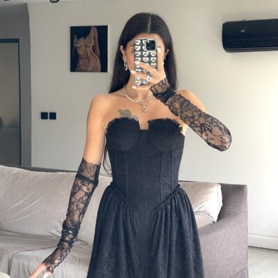 Fleur Blanche Dress Black - Özlem's Choice
