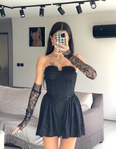 Fleur Blanche Dress Black - Özlem's Choice