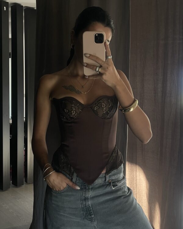 Manish Laxkar - Noctura Dark Brown Corset and Skirt - Görsel 7