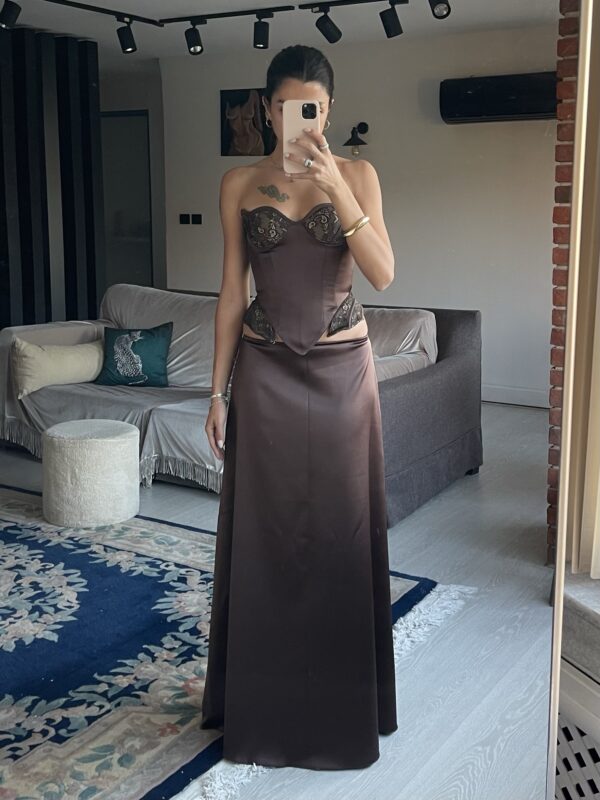 Manish Laxkar - Noctura Dark Brown Corset and Skirt - Görsel 6