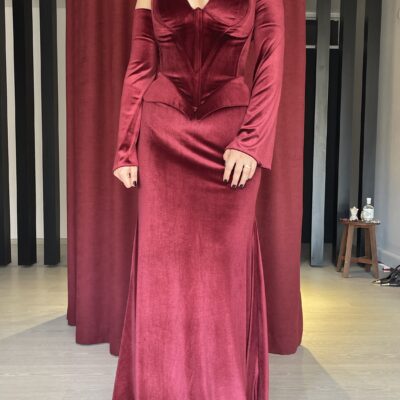Desert Rose Burgundy Velvet Set