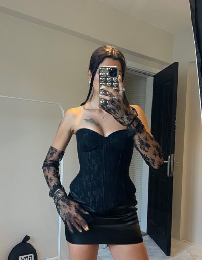 Ibiza Satin Degrade Black Skirt