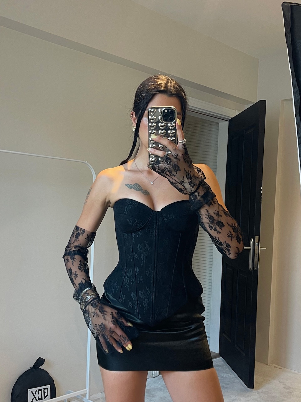 Ibiza Satin Degrade Black Skirt