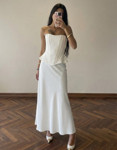 Sepia Off-White Corset and Skirt Set