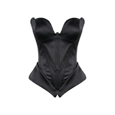 Desert Rose Fairy Satin Black Corset