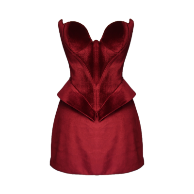 Desert Rose Burgundy Korse ve Etek Seti