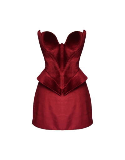 Desert Rose Burgundy Korse ve Etek Seti